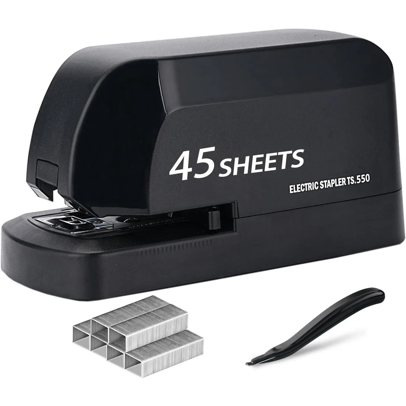 Electric Stapler for Desk, 45 Sheet Capacity Automatic Stapler Desktop, Office Staplers Electric, AC Operated Staplers Heavy Duty Office Use with 1,000  & Staple Remover, Black