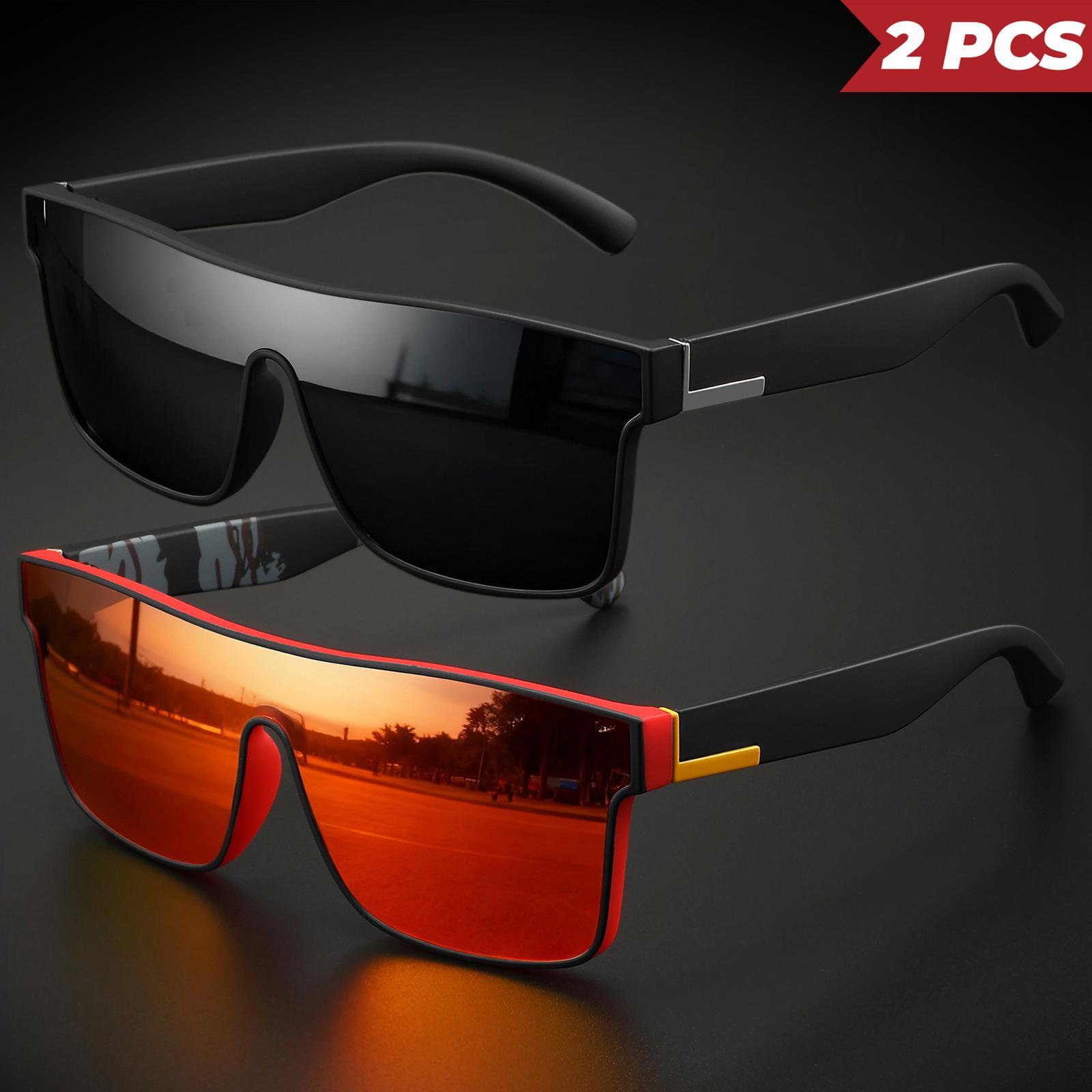2 pairs of unisex sports sunglasses with integrated UV400 surround lenses, featuring colorful outdoor cycling options—suitable for running, driving, traveling, fishing, and everyday sun protection.
