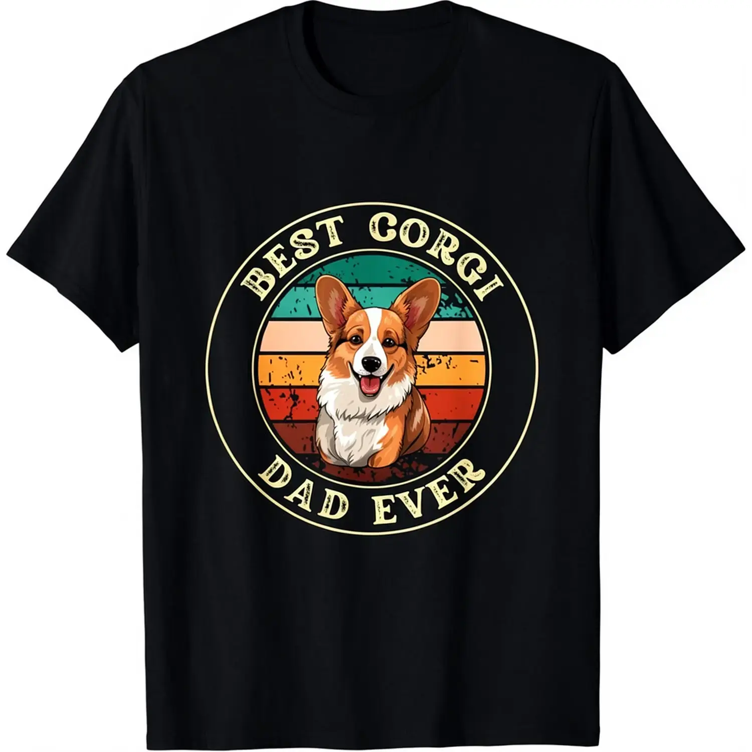 Funny Corgi Dad Gift Idea for Men Summer Casual Shortsleeve Cotton T-Shirt