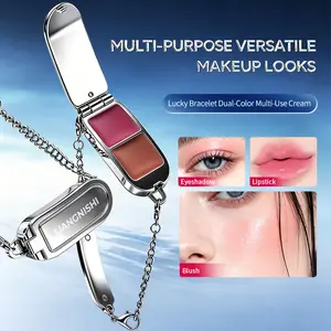 Dual Color Multi-purpose Cream for Lips and Cheeks, Delicate, Silky, Transparent, and Water Gloss Powder Blusher Cream, Makeup Holding, Easy To Apply, Powder Blusher, Pearl, Powder Blusher