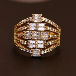 Elegant Adjustable Statement Eternity Ring, Golden-Tone Multi-Row Sparkling Band with Intricate Design, Ideal Gift for Her, Perfect for Parties, Daily Wear & Romantic Occasions, Jewelry For Women, Rings For Women