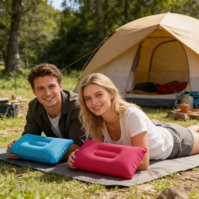 2pcs Inflatable Travel Pillows, Portable Ultra-Light Camping Pillow, Neck and Waist Support, Washable, for Plane, Car, Office, Hiking, Backpacking