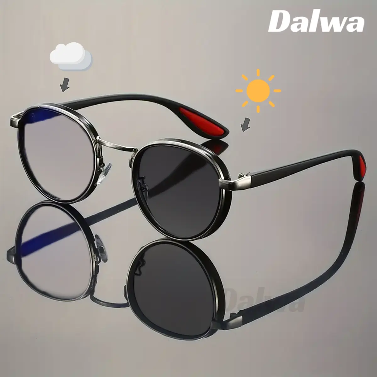 Dalwa Unisex Photochromic Anti Radiation Eyeglasses, Anti-UV sunglasses Laptop Computer Glasses, Round Replaceable Lens , For Men and Women Eyewear, Anti Blue Light, Screen Protection, Anti-stress