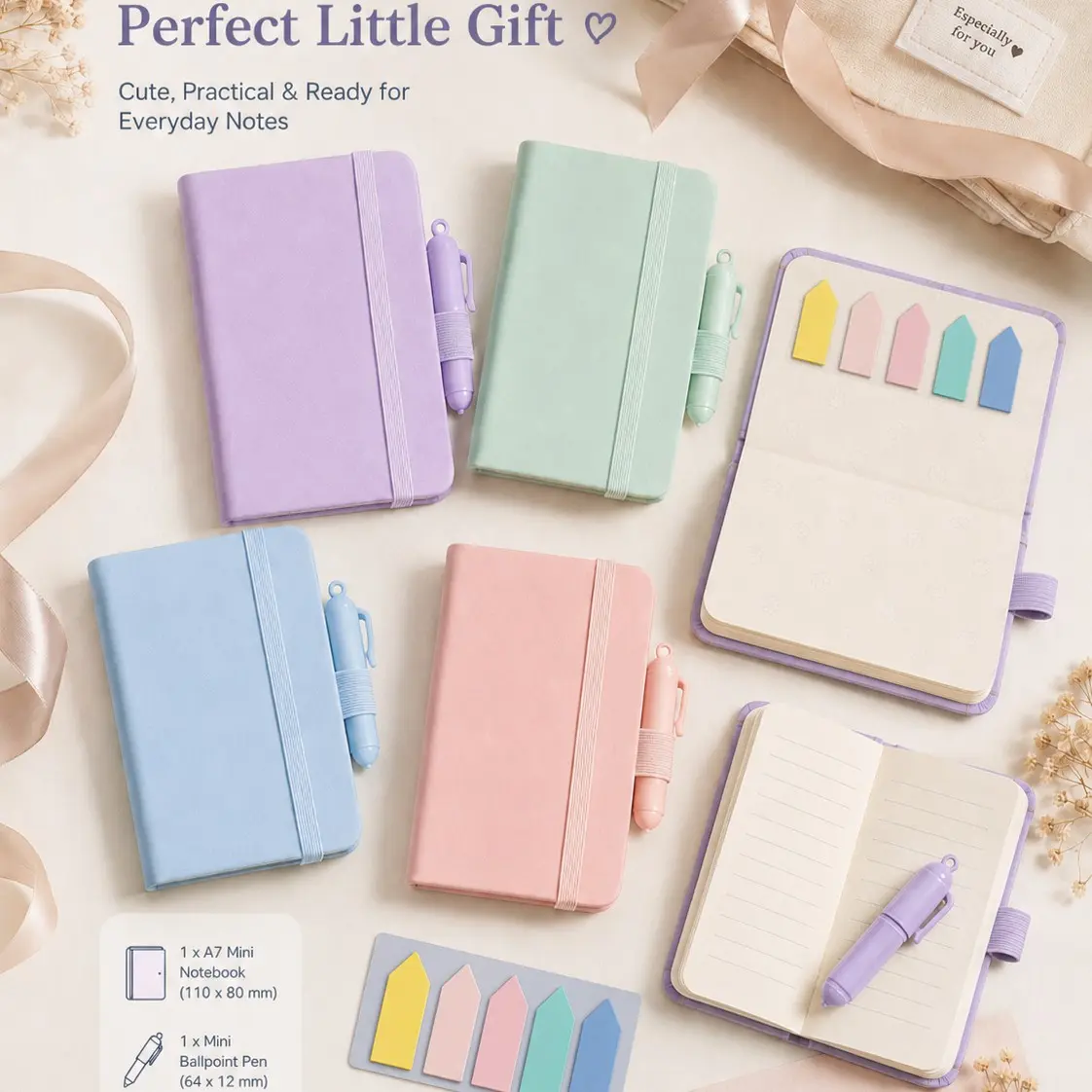 1set Portable A7 Coil Notebook Set with Pen and Index Tabs, Matte Mini Pocket Journal, 100 Sheets/200 Pages, Ideal for Travel and Office Use