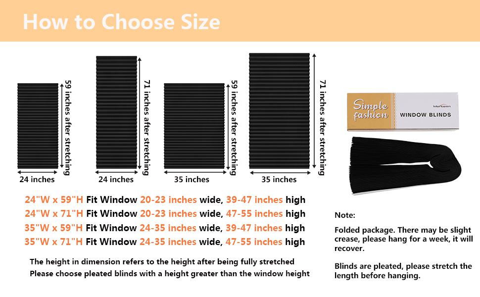 Window Blinds Cordless Blackout No Drill Cut to Size Clip On Stick On Self Adhesive Temporary Blinds Pleated Paper Blinds for Windows Doors Shades for Home Nursery Bedroom Kitchen Bathroom