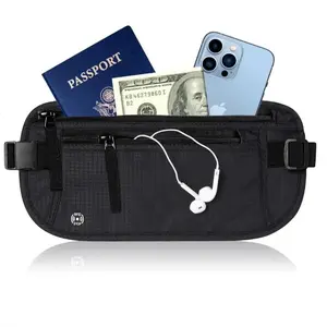 Ciana Super Slim RFID Protected Money Belt & Passport Holder for Travel - Adjustable Waistband Bag, Breathable Mesh, Machine Washable, Multisport Pack Zipper Belt Bag
