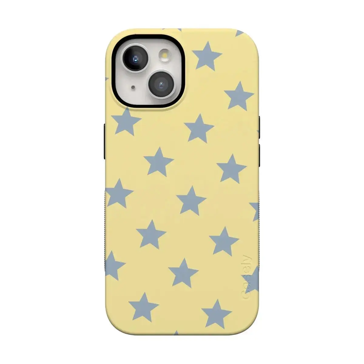 Pastel Yellow Base Light Blue Star Simple All Over Print Stylish Phone Case —Compatible with Apple 17P/16/15/14/13/12/11/X/8/7, Samsung. Drop-resistant phone case — lightweight, stylish, and durable. Happy 2026!