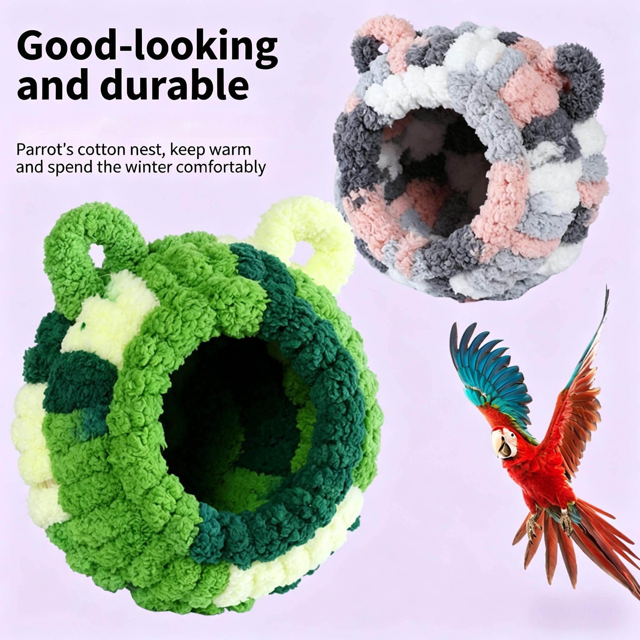 Cozy Plush Bird Nest, Warm Snuggle Hut for Parrots Parakeets, Thick Fleece Hanging Tent for Winter Sleep