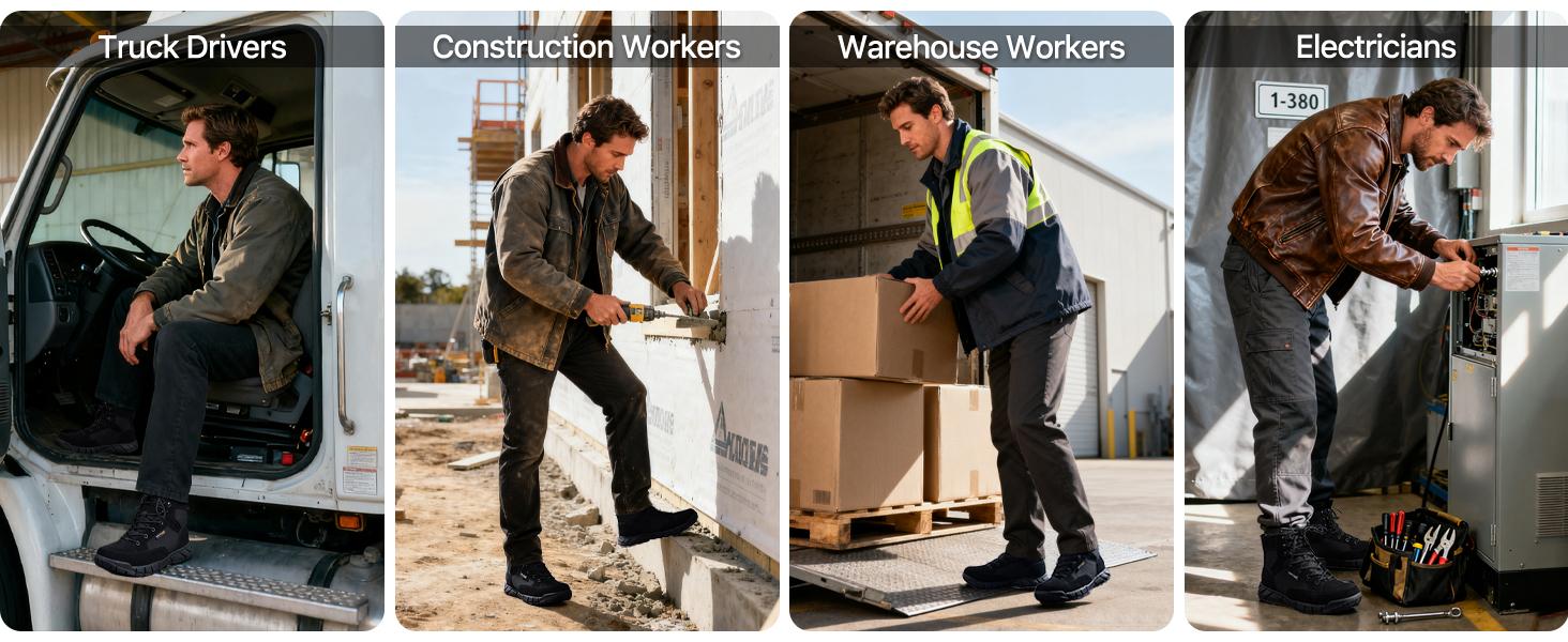 FREE SOLDIER Men's Durable Work Boots 6 Inches Lightweight Waterproof Hiking Boots Suede Leather Tactical Boots