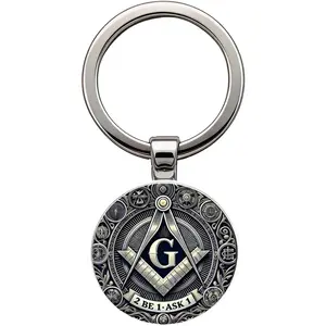 Masonic Keychain, 2 Be 1 Ask 1 Square and Compass Mason Medal, Freemason Masonic Jewelry for Men, Mason Gift