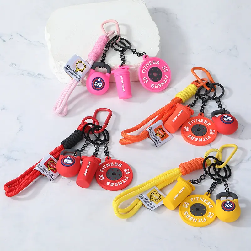 Mini Barbell Weight Plate Resin Pendant Polished Metal Split Key Ring Wear Resistant Smooth Surface Compact Light Silhouette Unisex For Couples Handbag Car Keys Portable Fitness Themed Casual Decorative Mini Gift Bag Charm Accessory