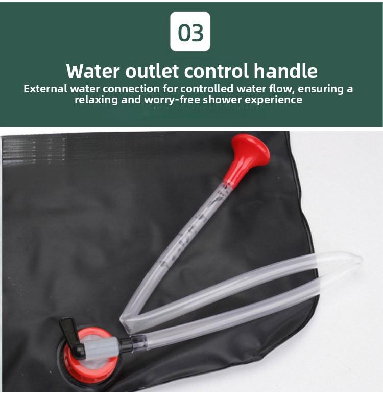 Outdoor camping shower bag 20L solar hot water bag for outdoor bathing and showering, portable shower and water storage bag