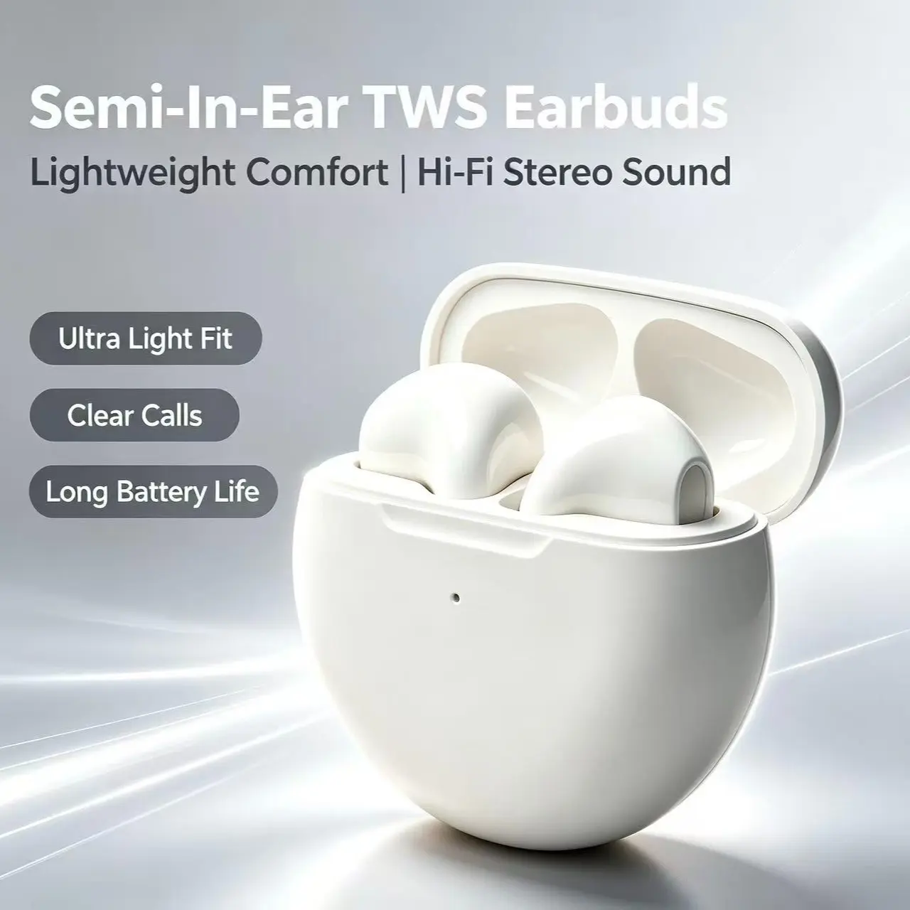 TWS Wireless Bluetooth-compatible Earbuds, Comfortable Design, High-Quality Sound, Noise Cancellation, Lightweight, Long Battery Life, for All Smartphones