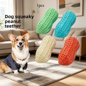 Durable Dog Chew Toy Peanut Shape, Sound-Controlled Design, Pet Interactive Chewing Experience, Oral Health, Long-Lasting, Fun Time