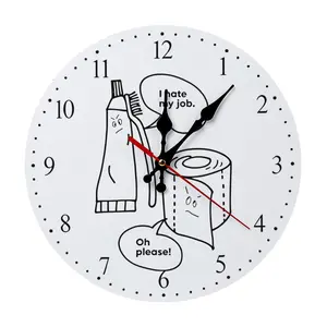 10/12 in Funny Bathroom Toothpaste Toilet Paper Cartoon Wall Clock - EASY ASSEMBLY NEEDED I Hate My Job Humorous Novelty Decor