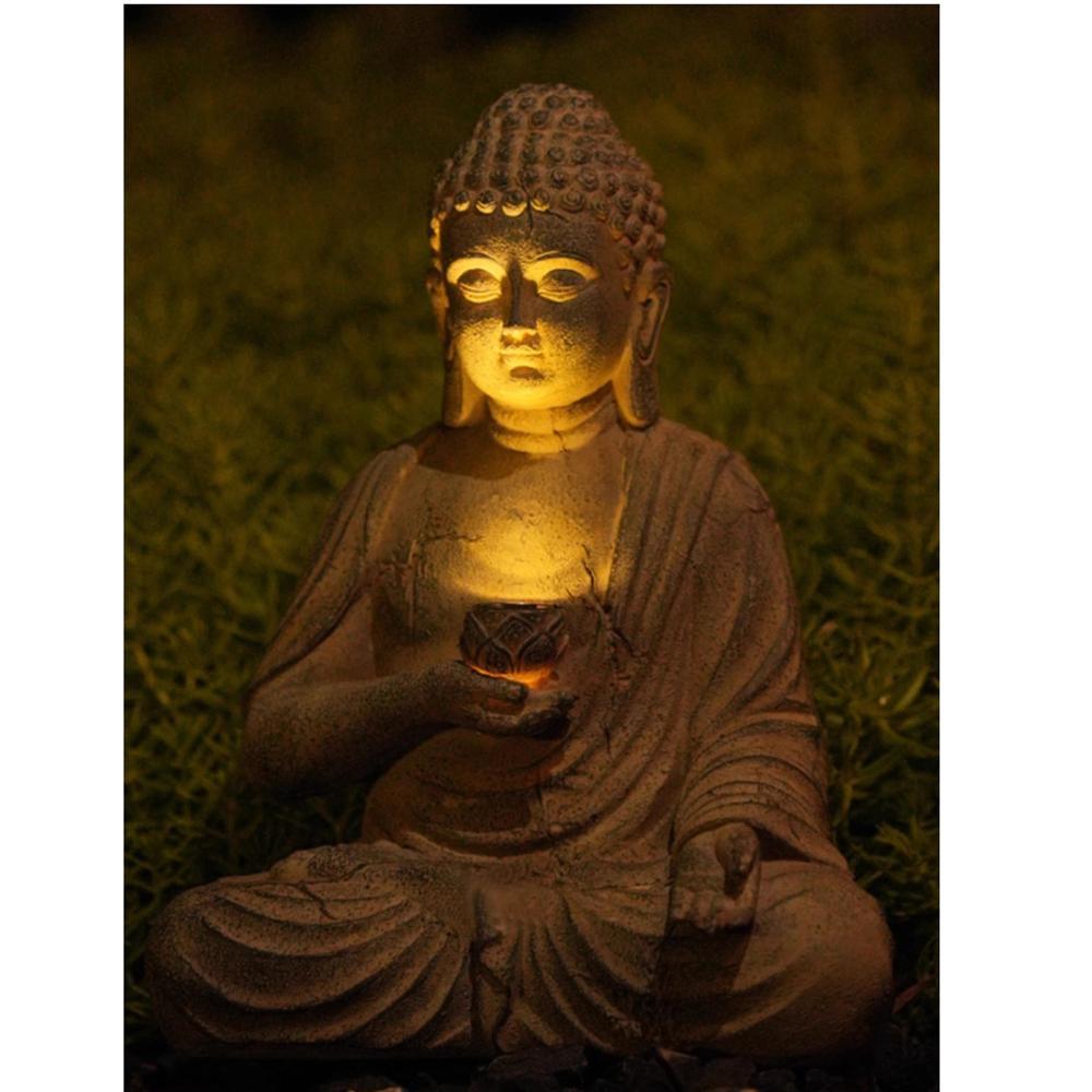 Resin Solar Buddha Statue Light, Zen Asian Garden Sculpture, Outdoor Decor for Front Porch, Patio & Yard Resin Solar Buddha Statue Light, Zen Asian Garden Sculpture, Outdoor Decor for Front Porch, Patio & Yard