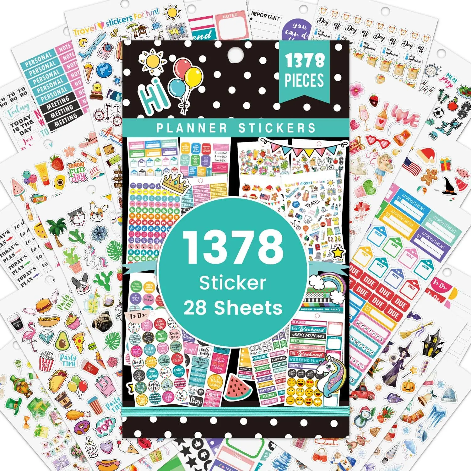 Planner Stickers - 28 Sheets, Journal Stickers for Monthly, Weekly and Daily, 1378 Stunning Planner Accessories for Journal and Calendars, Essential Planner Accessories by  - Green