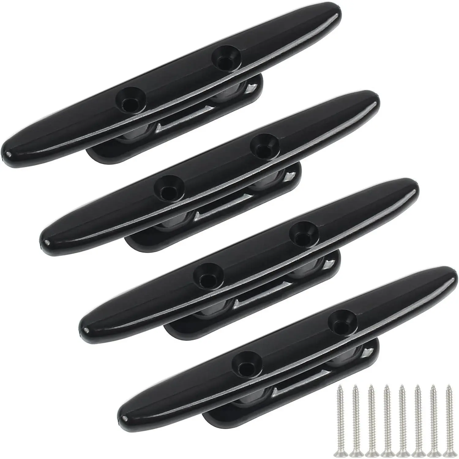 Black Nylon Boat Cleat 4"/5"/6"/8", 4 Pack Dock Cleat with Hardware for Docking Boats, Canoe, Mooring, Maritime Decor, Dock Tie Down
