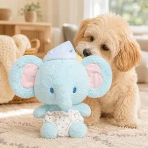 Pajama Elephant Plush Pet Toy Pillow, Cute Soft Elephant Stuffed Doll for Pets, Cozy Sofa Bedroom Desk Decor, Birthday Christmas Valentine’s Day Holiday Gift