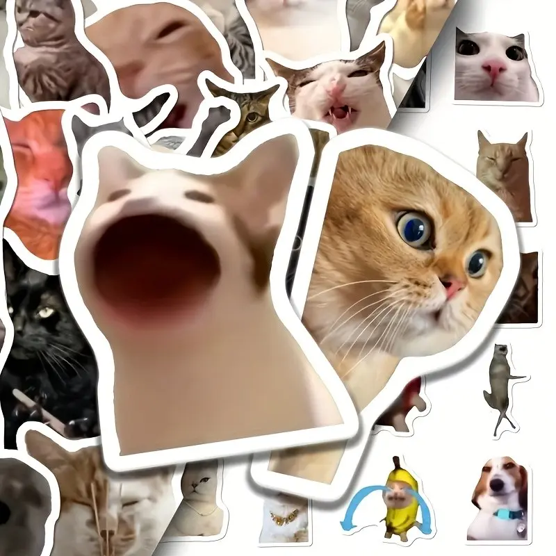 100 Piece Cat Meme Sticker Set, Office Stickers, File Seals, Office Supplies Stickers, Fun and Practical Decorations for Workspace