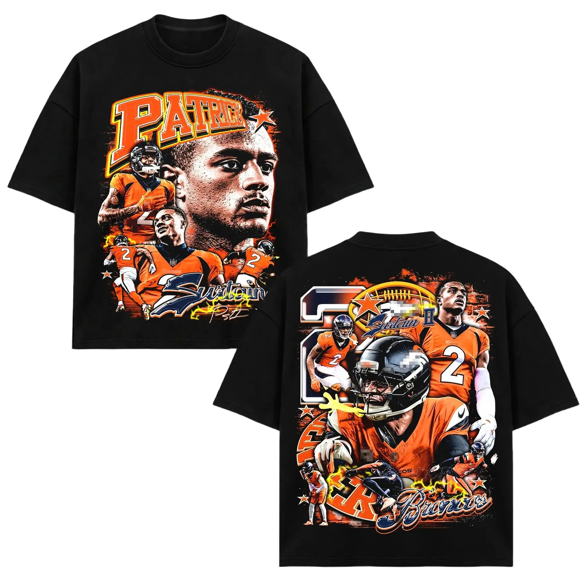 [Sale Up To 50%] Unisex Patrick Surtain II # 2 Vintage Football Graphic Shirt, Retro Sports Defense Athlete T-Shirt, Bootleg Style Graphic Merch, Heavyweight Oversized Cotton Streetwear Top, Aesthetic Cool Birthday Gift for Football Fan Men, Women