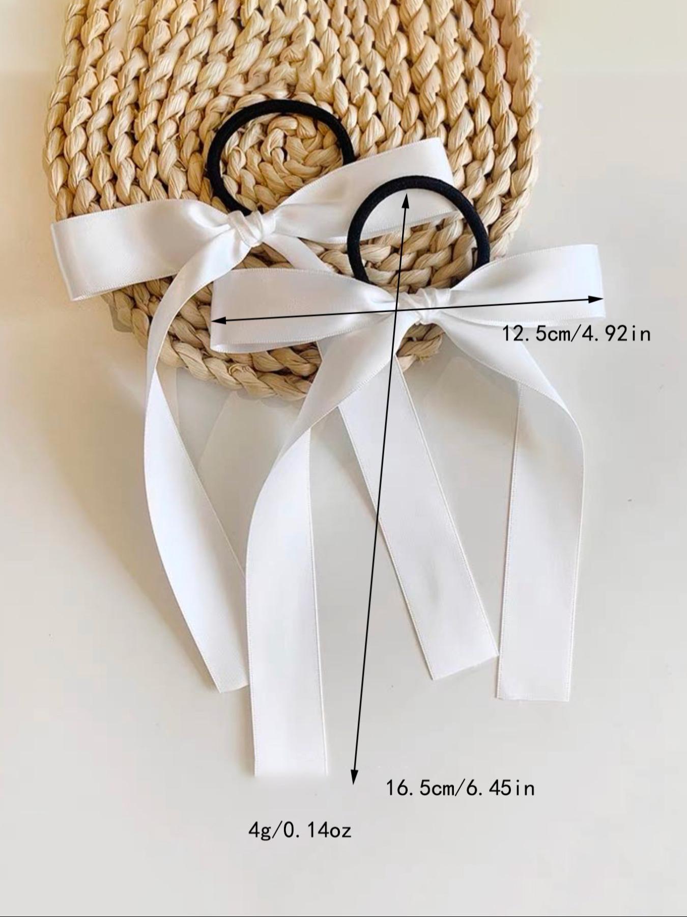 2counts Women's Cute Trendy Bowknot Decorated Hair Tie, Elegant High Stretch Elastic Hair Accessory Ponytail Holder, Fashionable Hair Accessories For Daily & Party Decoration