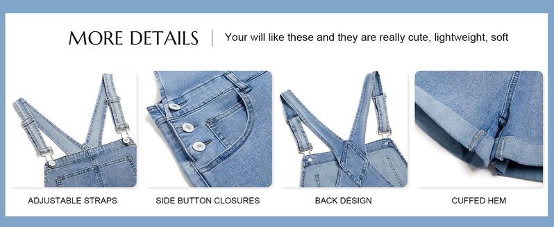Danedvi Womens Denim Bib Overall Shorts Casual Classic Adjustable Straps Cuffed Hem Jean Shortalls Summer Outfits Blue Soft