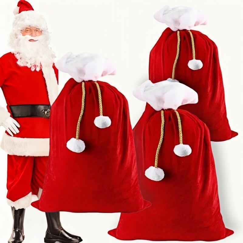 50/100x70cm Santa Claus Christmas Sack Bag Drawstring Bag, Costume Sacks for Presents, Kids Stocking Stuffer, Bags for Gifts