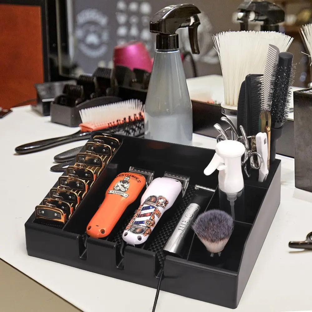 Hair Salon Tool Organizer Rack, Electric Clipper Storage Box, Beauty Equipment Holder, Barber Shop Accessories Tray