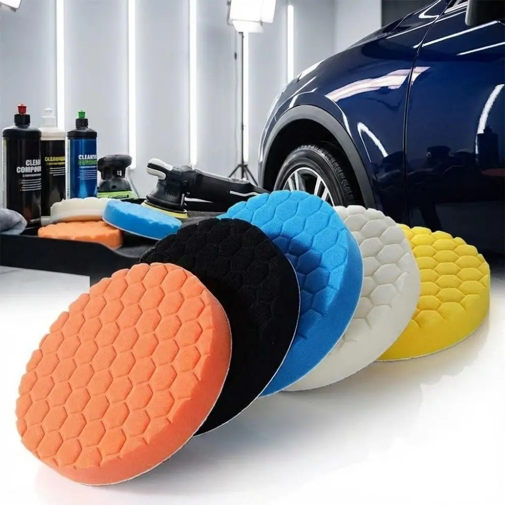 Professional Car Polishing Pads Kit: Multiple Sizes 3-7 Inch, Buffing Waxing Wheel Disc for Automotive Paint Restoration, Durable Hand Polisher Tools & Machine Accessories.