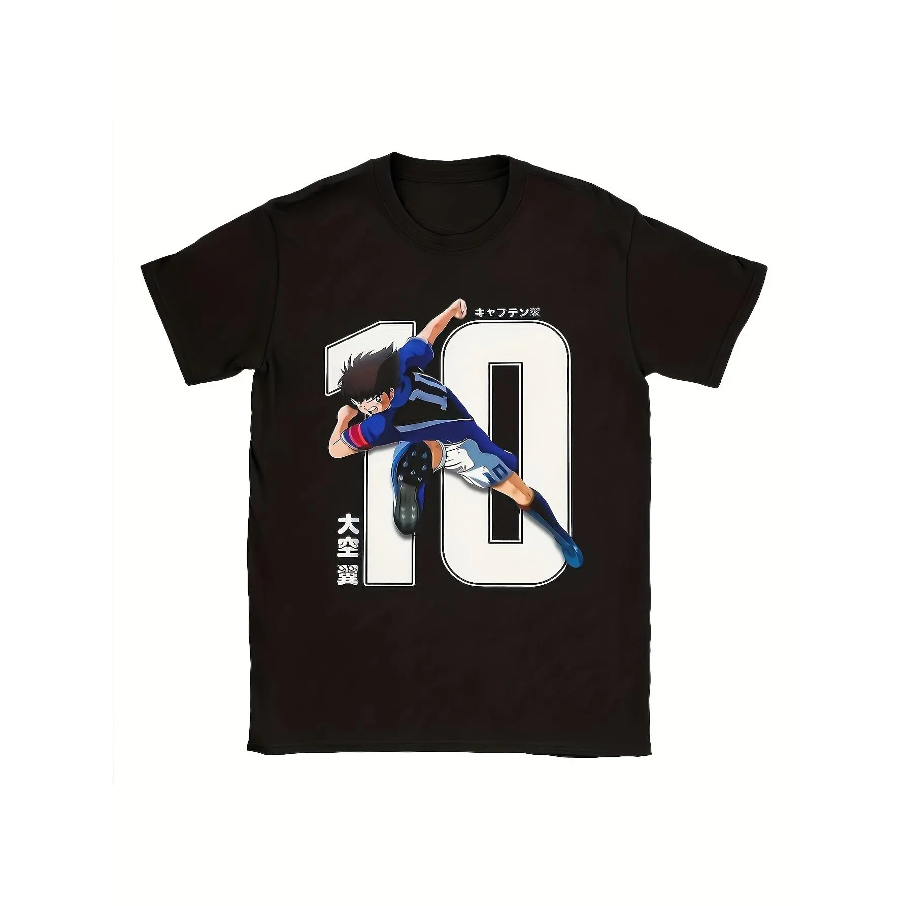 Men'S Anime-Inspired Captain T-Shirt Featuring Subasa Ozora, Number 10. A Y2K Retro Graphic Crop Top Suitable for Sports And Casual Outings, Designed for Machine Washing