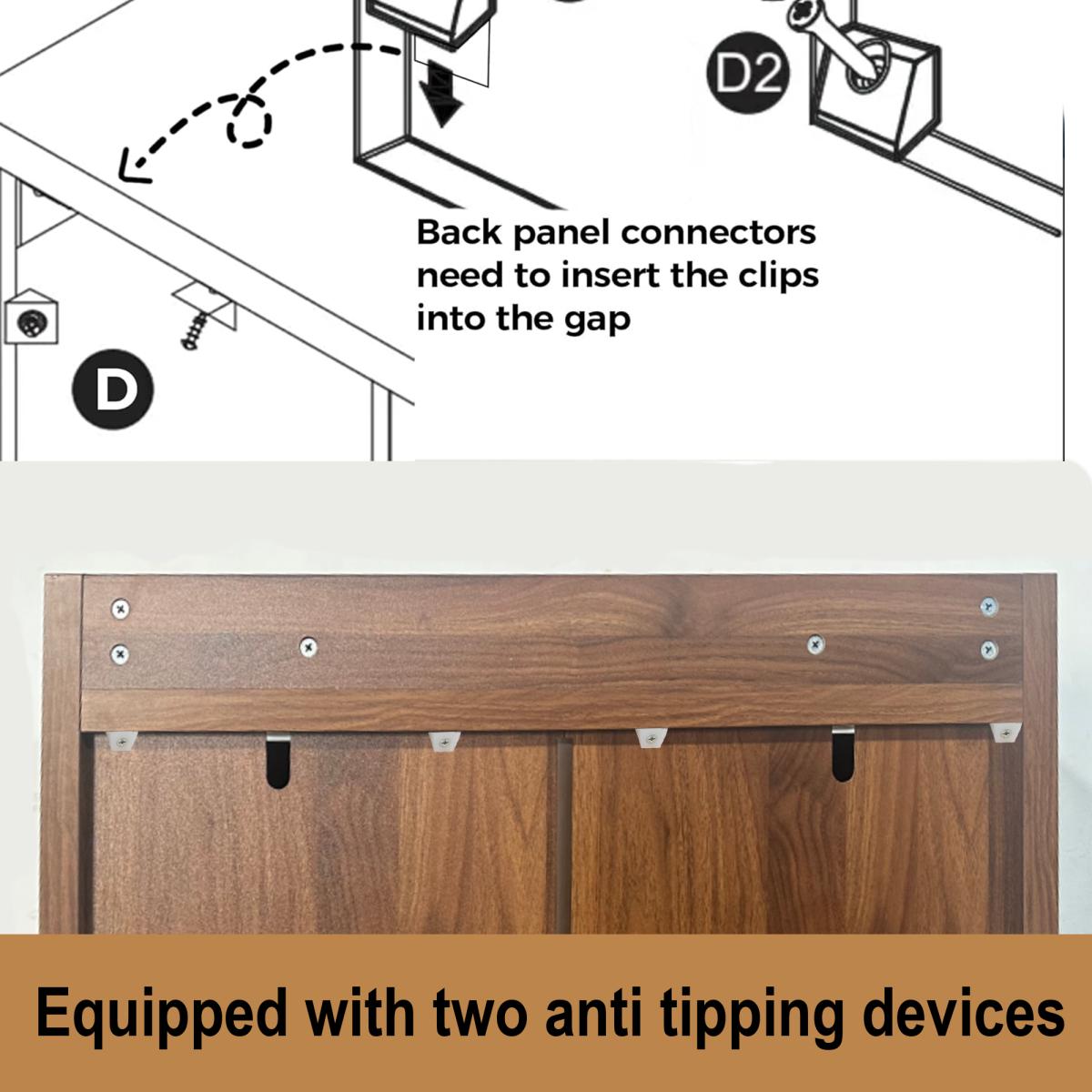 42.5" Tall Rattan Shoe Cabinet with Doors, 6-Tier Shoe Storage Cabinet with Adjustable Shelves, Wooden Freestanding Shoe Organizer Shoe Cabinet for Entryway,Hallway,Living Room (Walnut)