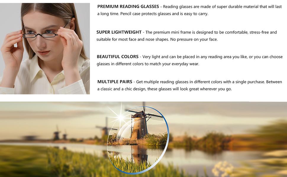 2 Pairs Mini Reading Glasses Compact Spring Hinged Slim Pocket Readers with Pen Clip for Easy Carry +1.5, 2 Pack(black/Grey)