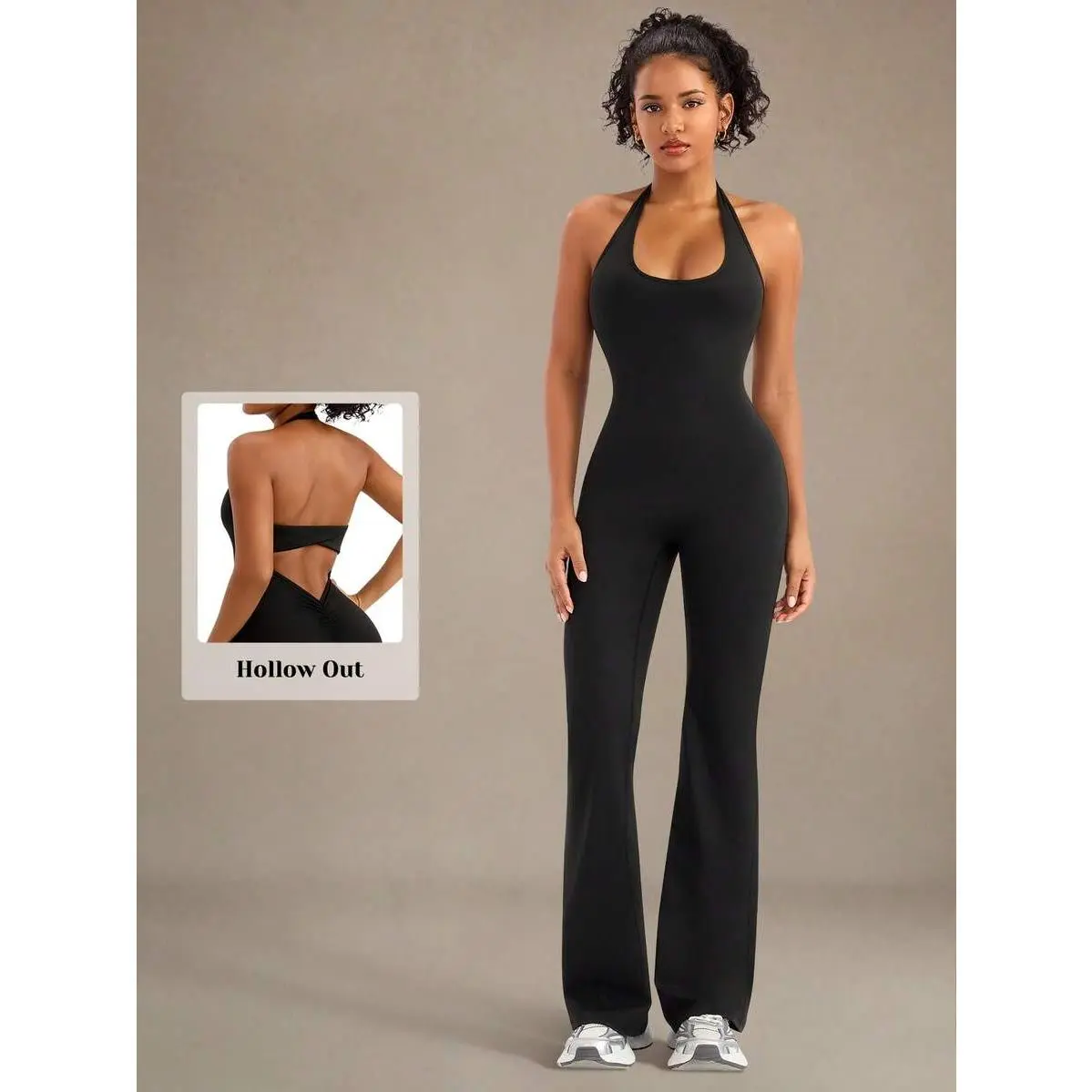 Women's Solid Color Sleeveless Full-Length Jumpsuit - Female Workout Wear, Zip Front, Padded, Tummy Control, Comfortable Activewear for Yoga, Gym, Outdoor Activities