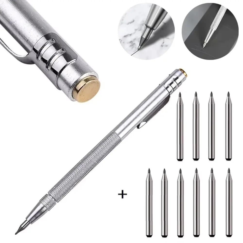 11PCS Alloy Scribe Pen Carbide Scriber Pen Metal Wood Glass Tile Cutting Marker Pencil Metalworking Woodworking Hand Tools Diy Tools
