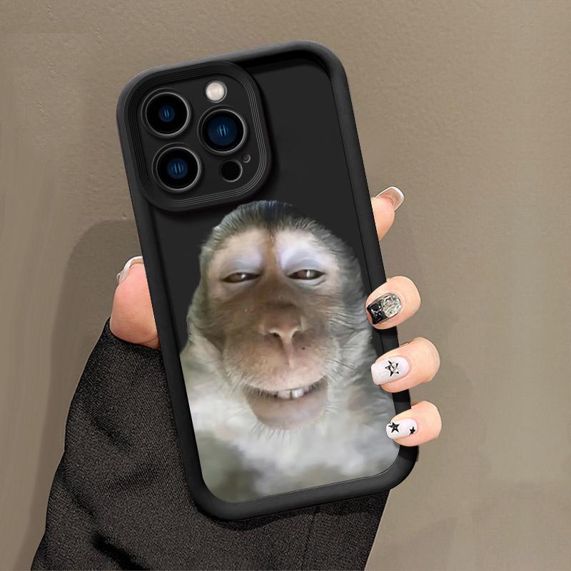 Cute Monkey Pattern Phone Case , Soft Silicone , Fully Protected and Shockproof For iPhone 16 15 Pro Max 14 16Pro 13 12 11 XSMAX Plus Funny Cover MEME