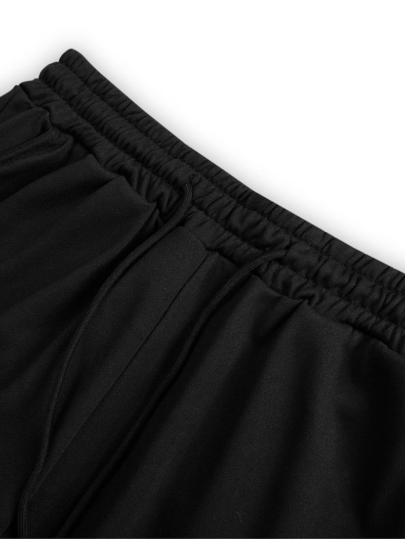 Men's Colorblock Star & Slogan Graphic Print Zip Up Sweatshirt & Drawstring Waist Sweatpants Set, Regular Fit Casual Streetwear Long Sleeve Hooded Sweatshirt & Pocket Flare Leg Pants, Men's Two-piece Outfits for Daily Wear, Sets for Men Clothing