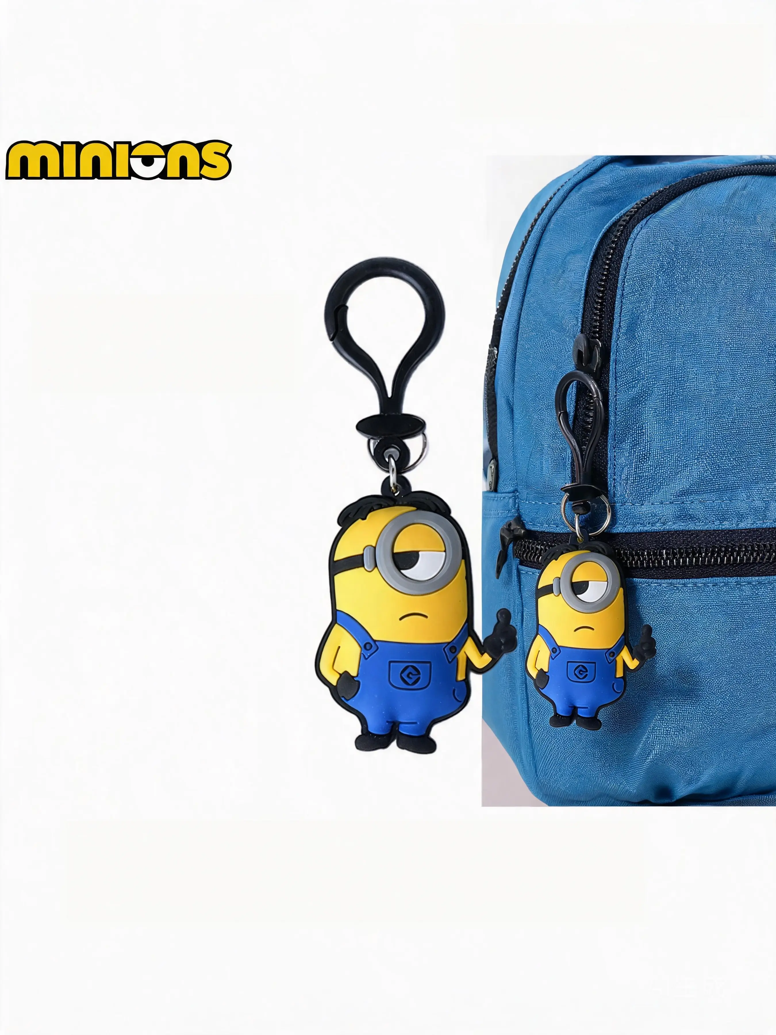 Universal Studios Official Minions Keychain Cute Cartoon Single-Eye Guy Pendant Bag Accessory Student Backpack Charm Car Key Holder