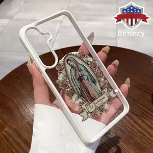 Virgin Mary Pattern Magnetic Phone Case Compatible with Galaxy S26 Edge S23 Ultra S24 Plus FE S25 S22+ Anti-Yellowing Shockproof Lightweight Transparent Acrylic Soft Cover Supports Wireless Charging Cellphone Protection Casing Protective Smartphone
