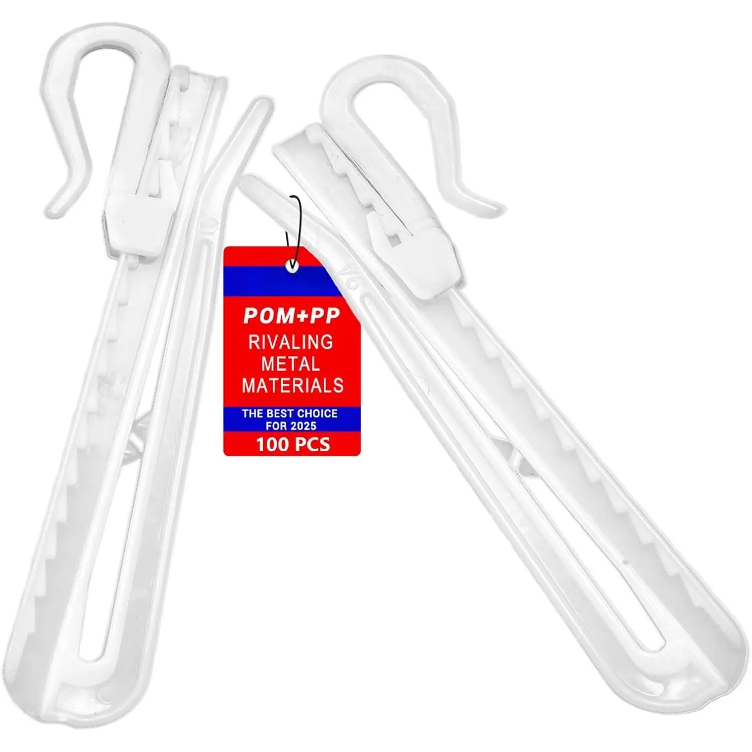 100 count Plastic Curtain Hooks, Adjustable Pinch Pleat Curtain Hooks for Window Curtain, Door Curtain and Shower Curtain (85mm/3.35inch)