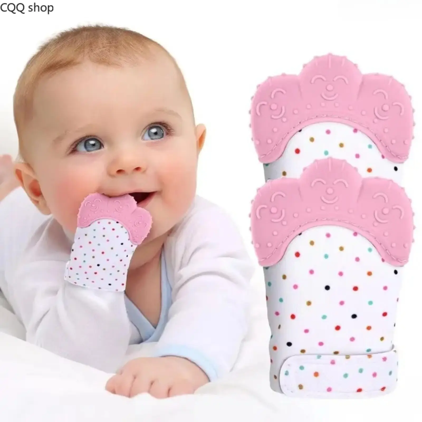 Unisex Baby Teethers, Fashion Silicone Mitten for Everyday Soothing Gum Pain Relief and Anti-Scratch Protection, Party, Pvc, Cute, Teething Mitten, Mitten Shape