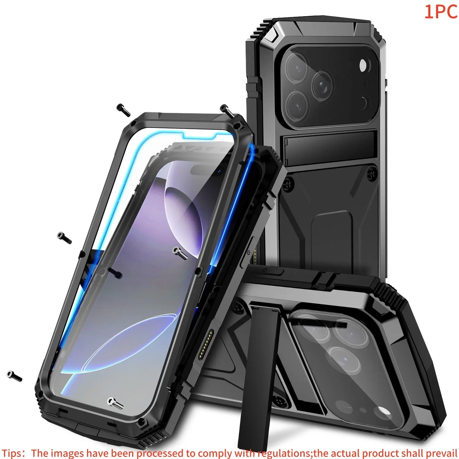 Shockproof iPhone 17 Case for iPhone 17 Pro Max, 16e, 15, 14, 13, 12, 11 Pro Max, Plus, Aluminum Metal Frame, Dust Proof, Wireless Charging