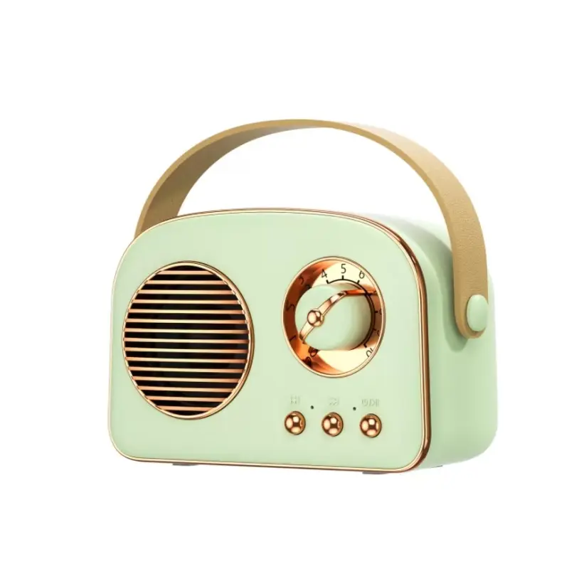 Retro Portable Bluetooth Audio Speaker, Plastic Build, Supports Memory Card and USB Playback