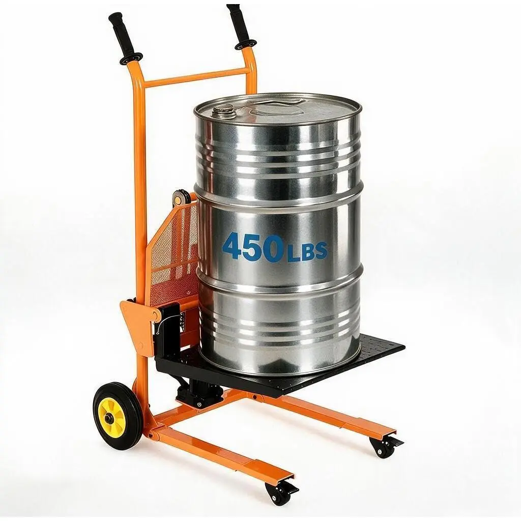 450LB Hydraulic Material Lift with Foldable Manual Forklift Stacker, 36" Lifting Height, 2-in-1 Pallet Jack and Flatbed Cart, Hydraulic Lift Table with Steel Platform, Max Load 200Kg, Multi-Functional for Warehouse and Workshop
