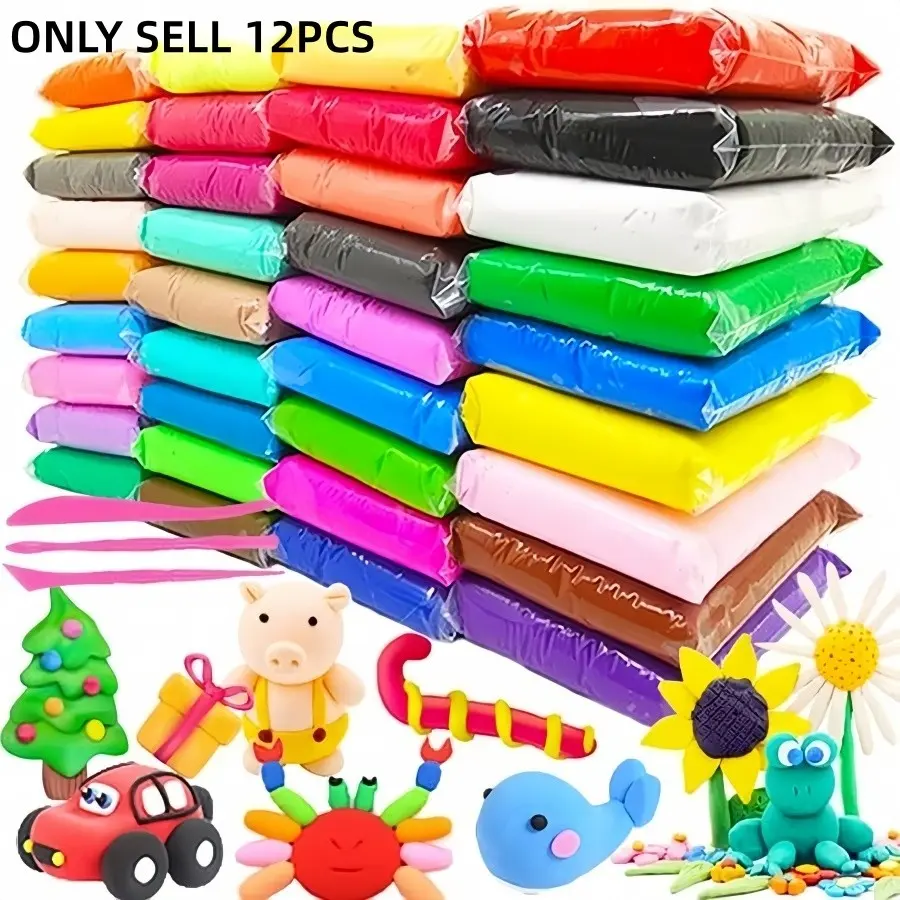 12/24/36 Colors Air Dry Clay Modeling Kit, DIY Magic Toy Gift for Kids, Includes 3 Sculpting Tools, Perfect Christmas Present