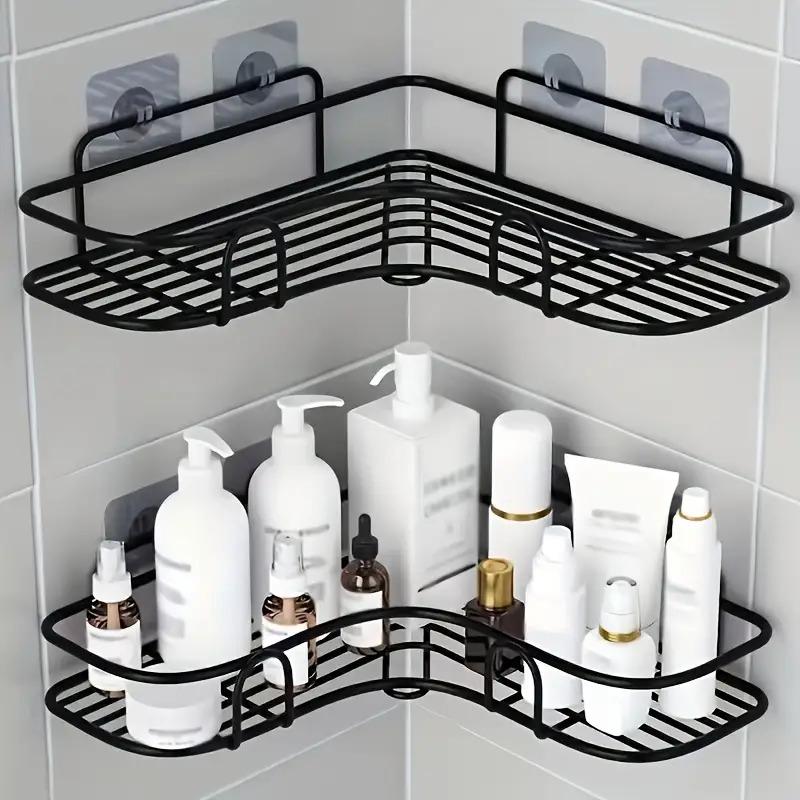 Corner Bathroom Shelf Set, No-Drill Triangle Organizer Rack for Bathrooms & Kitchens, 1 Piece/2 Pieces Storage Box Cabinet Shelf for Bathroom Decor Supplies