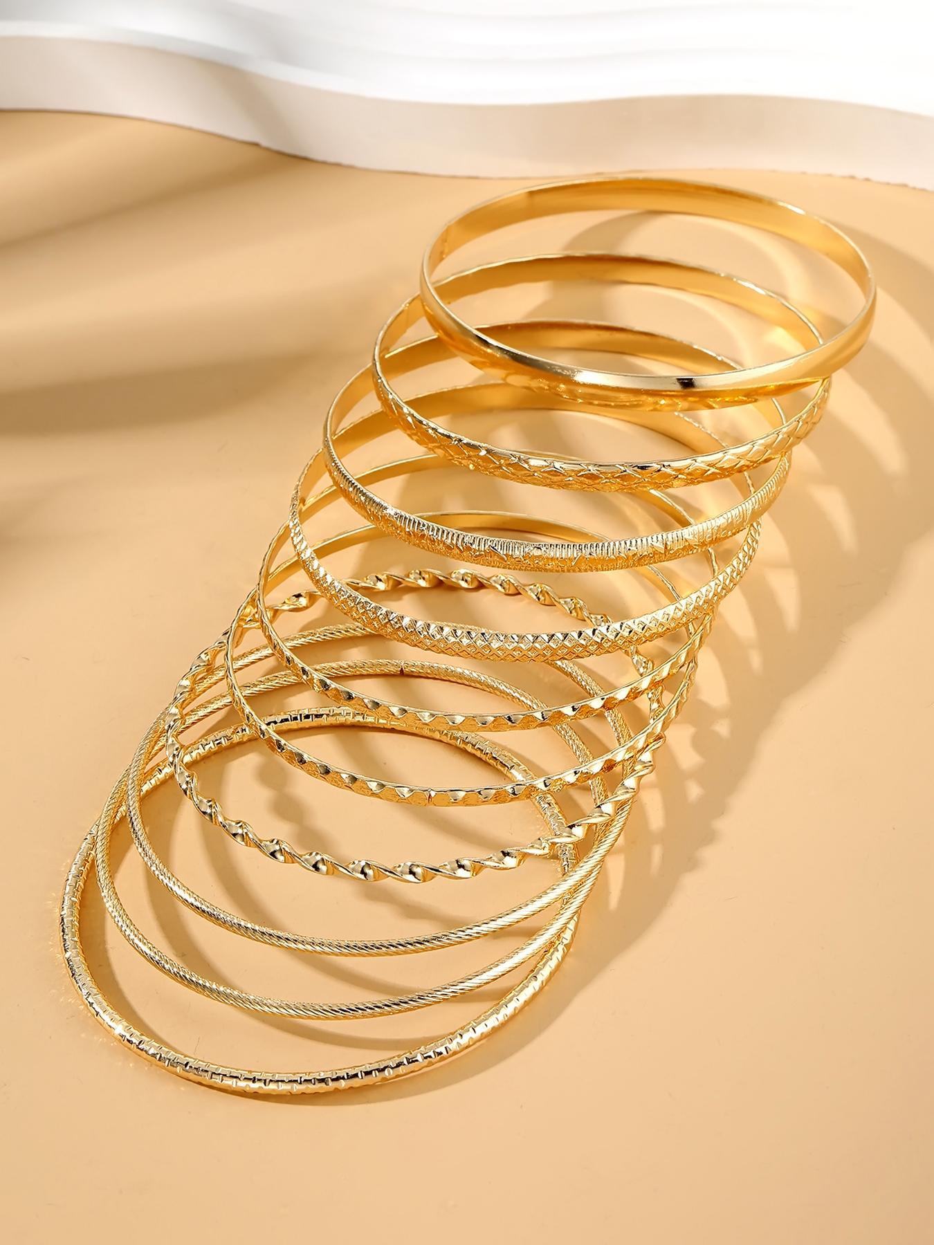 Fashionable Casual Plain Alloy Bangle, Vintage Bracelet for Women, Pretty Bracelet, Elegant Jewelry for Party, Daily Decor, Trendy All-match & Exquisite Jewelry for Gift, Stackable Bracelets, Cable Bangle Set, Stacking Bracelet