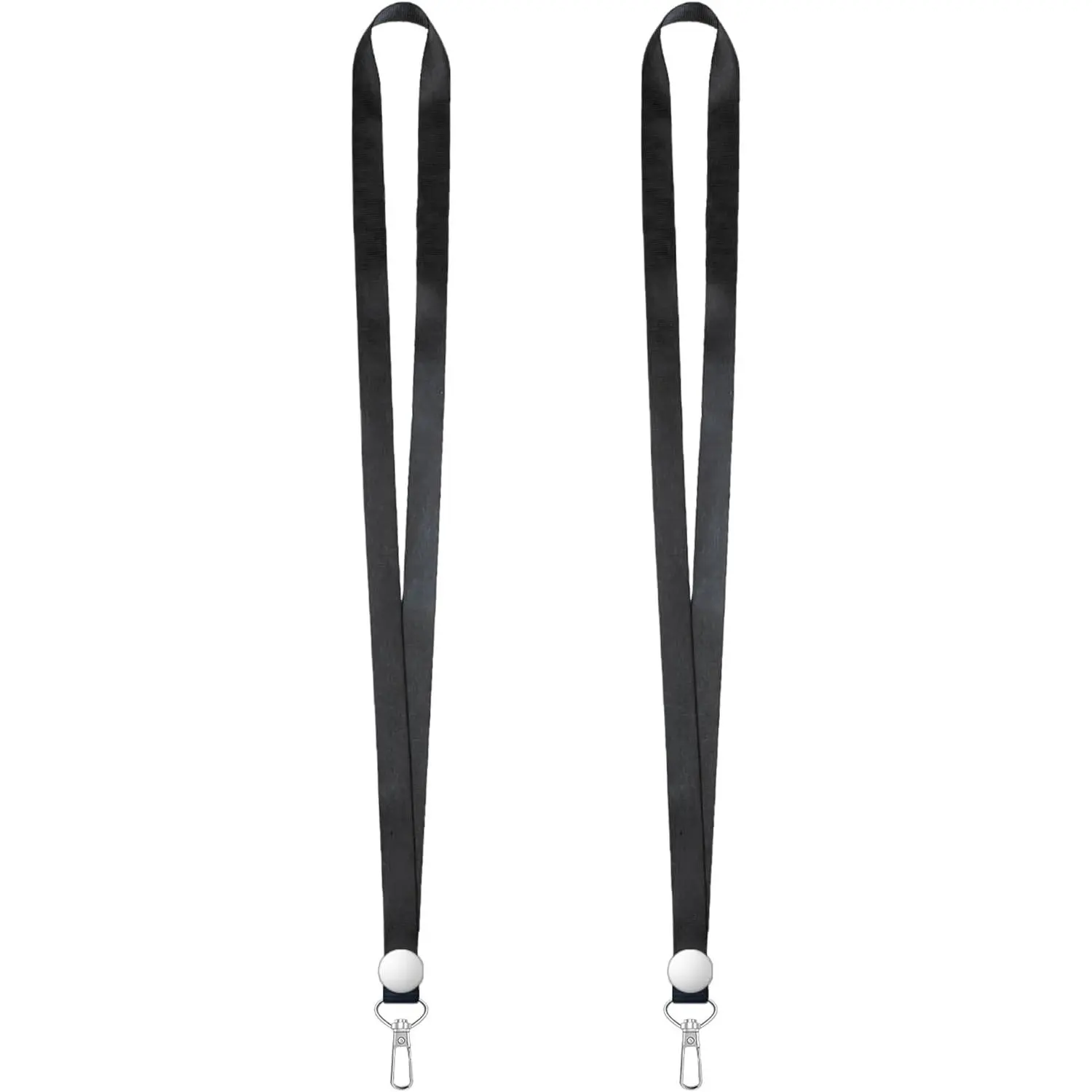 2 Pack Black Lanyards for ID Badges,Lanyard ID Holder with Metal Clasp,Bulk Neck Lanyard ID Holder for Car Keys, Card Holder, Whistle, Keychain, Wallet