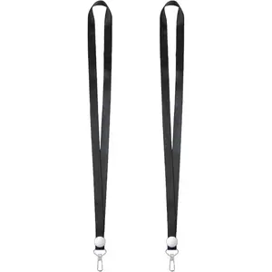 2 Pack Black Lanyards for ID Badges,Lanyard ID Holder with Metal Clasp,Bulk Neck Lanyard ID Holder for Car Keys, Card Holder, Whistle, Keychain, Wallet