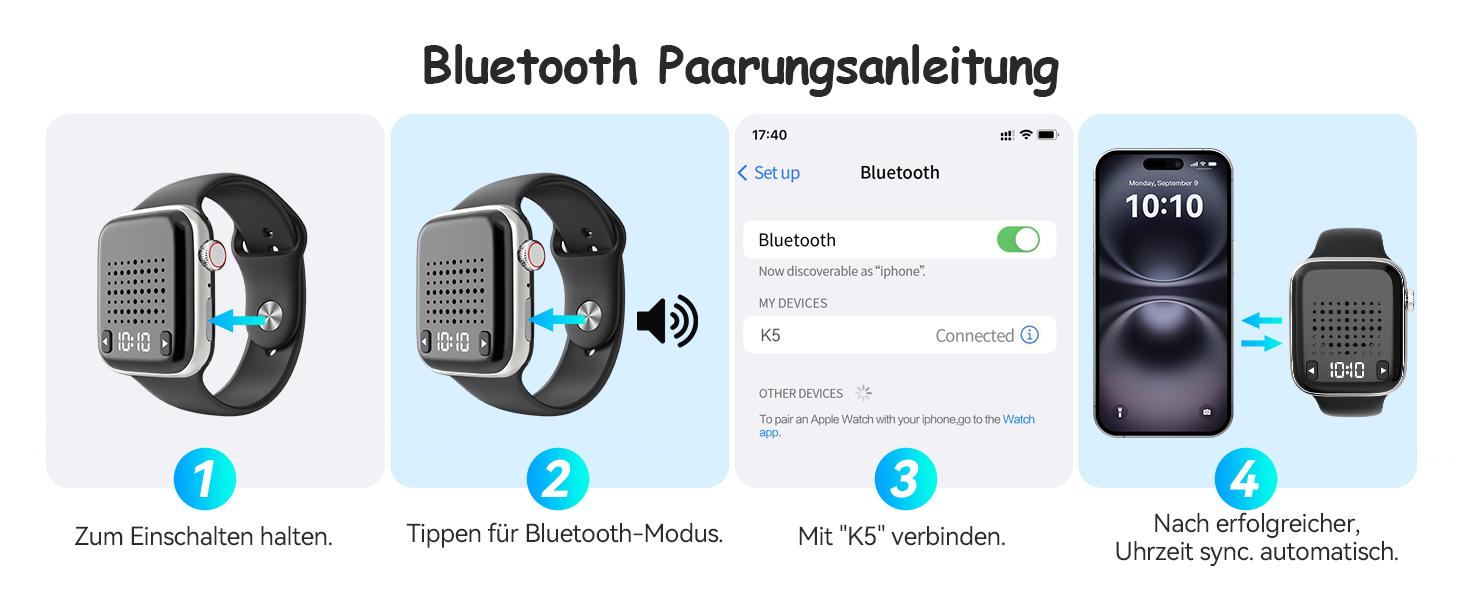 OHLPRO Wearable Bluetooth Speaker, Small, Portable Bracelet & Magnetic Clip-On Wireless Speaker Mini, Stereo HD Sound, Bluetooth 5.3 Hands-Free Function with Time Display, Ideal for Travel Sports